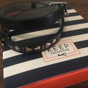 Keep Collective Double Leather wrap band - studded